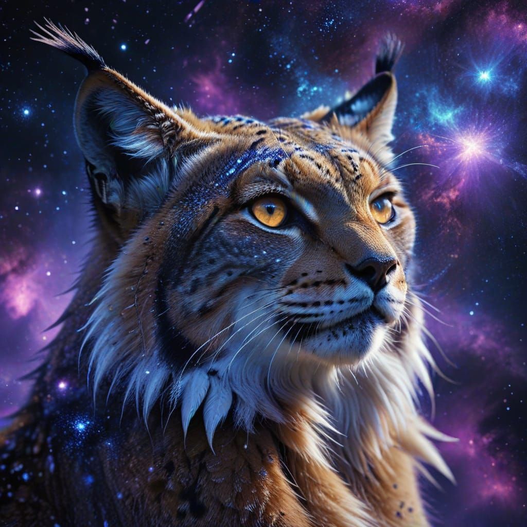 Lynx Gaze and Eagle Flight Double Exposure Celestial Art