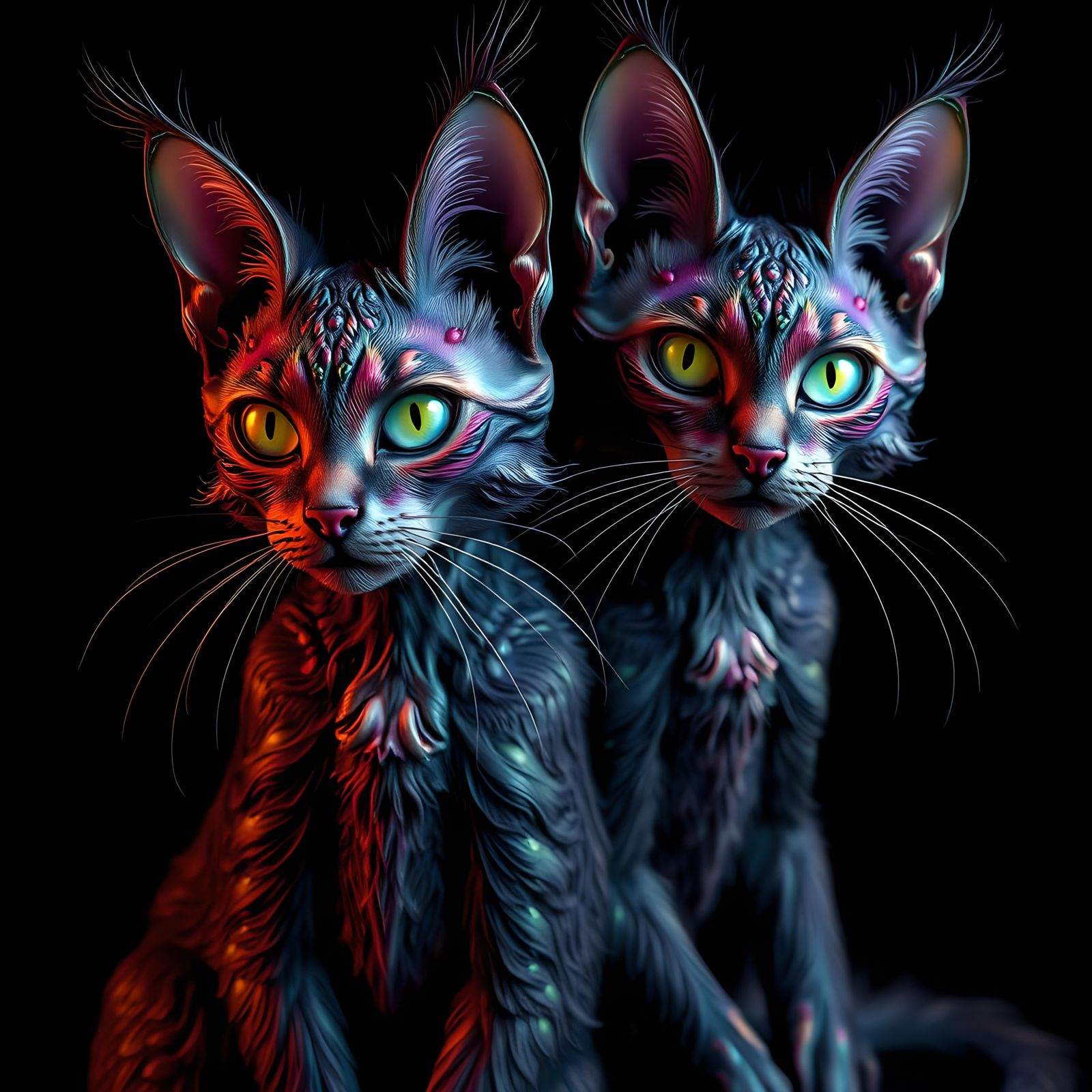 Surreal Monster Cats Portrait in 4K