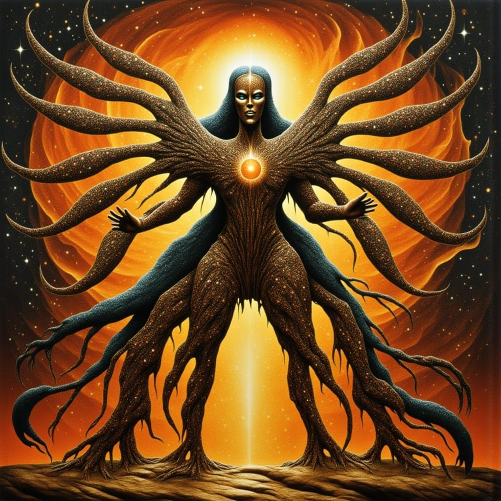 Cosmic Feline Forms in Psychedelic Vortex