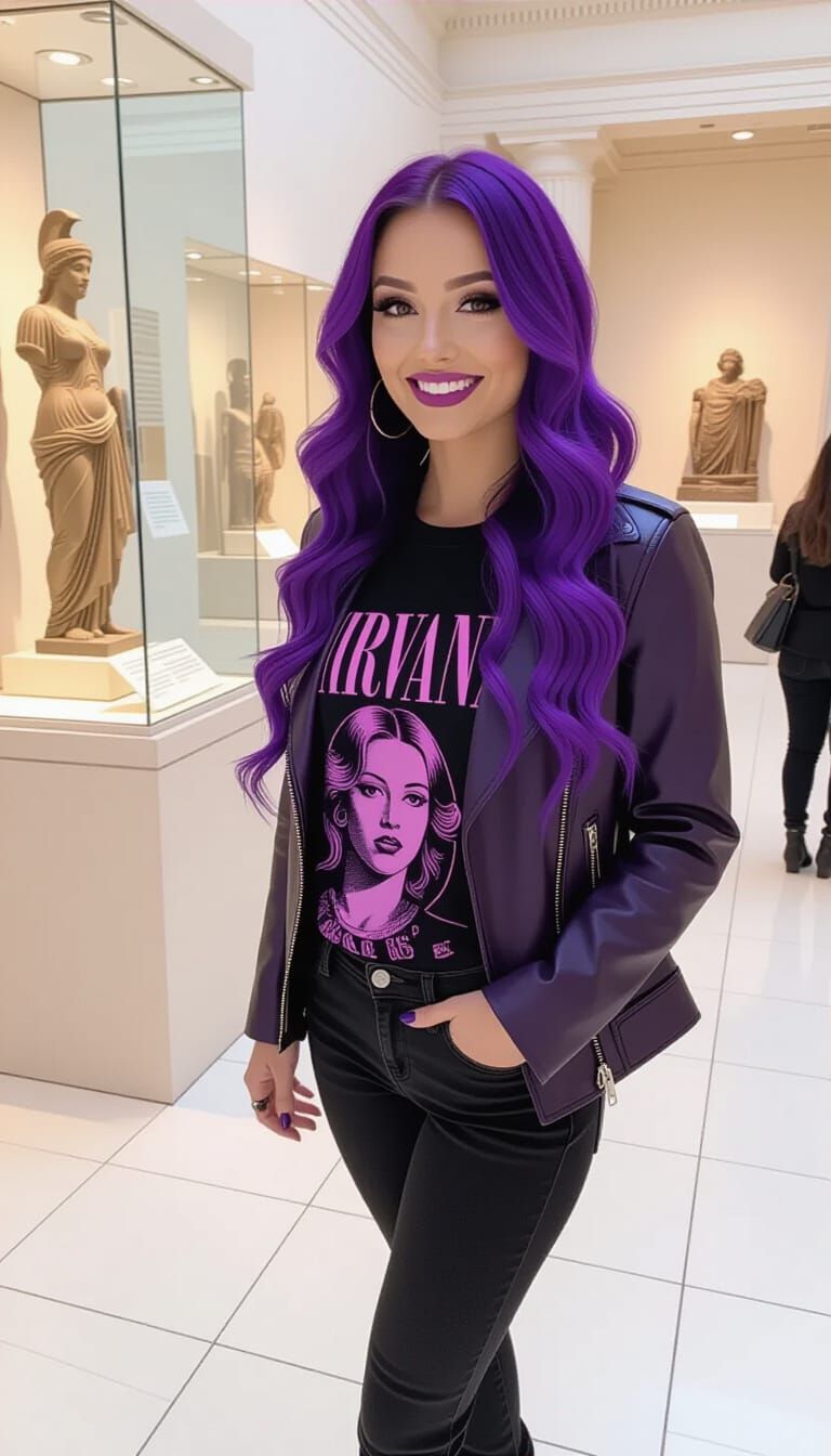 Woman Explores Roman Artefacts in Museum