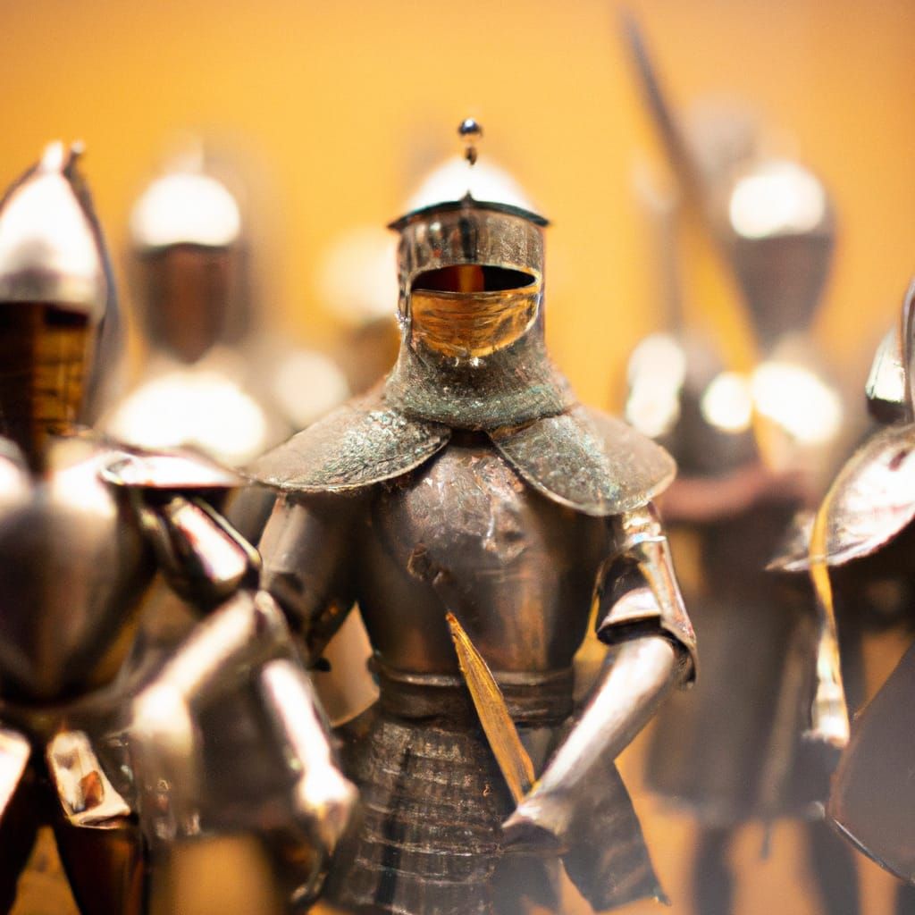 (bobblehead) medieval knights as bobbleheads in full intrica...