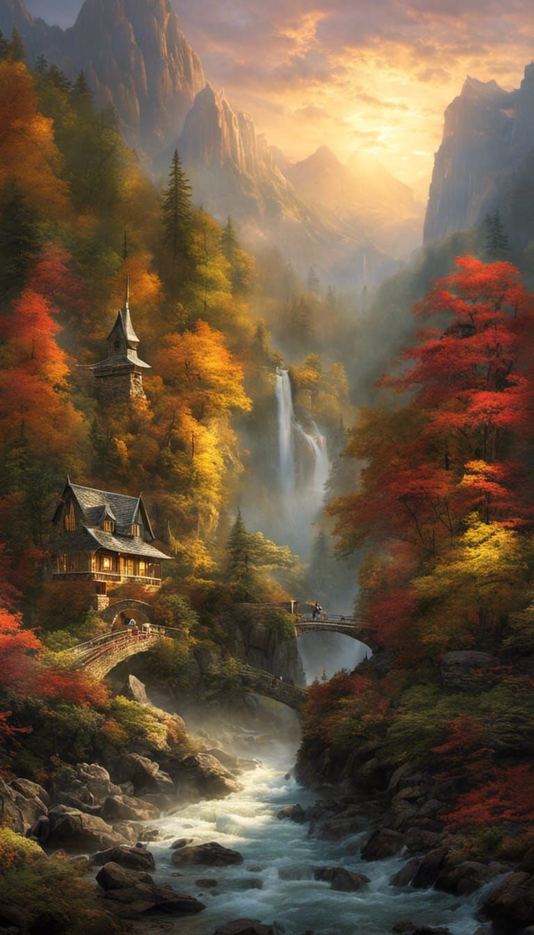 Ethereal Woman in Misty Fantasy Landscape