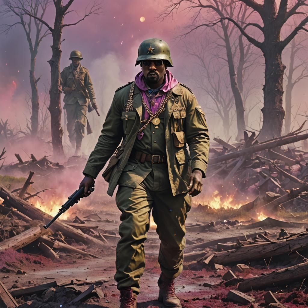 Kanye West as Soldier in War, Digital Art