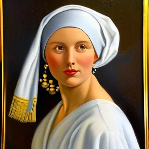 Girl with Pearl Earring in Expressionist Oil Painting