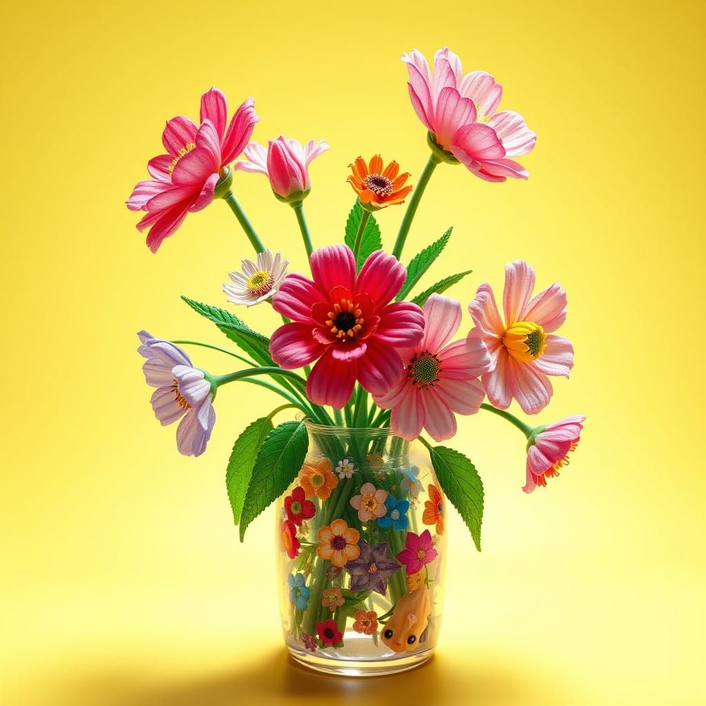 Colorful Pearl Flower Vase in Pop Art Style