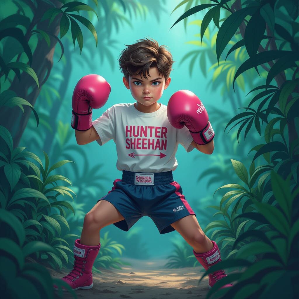 Young Boxer Flexes in Fantastical Bush