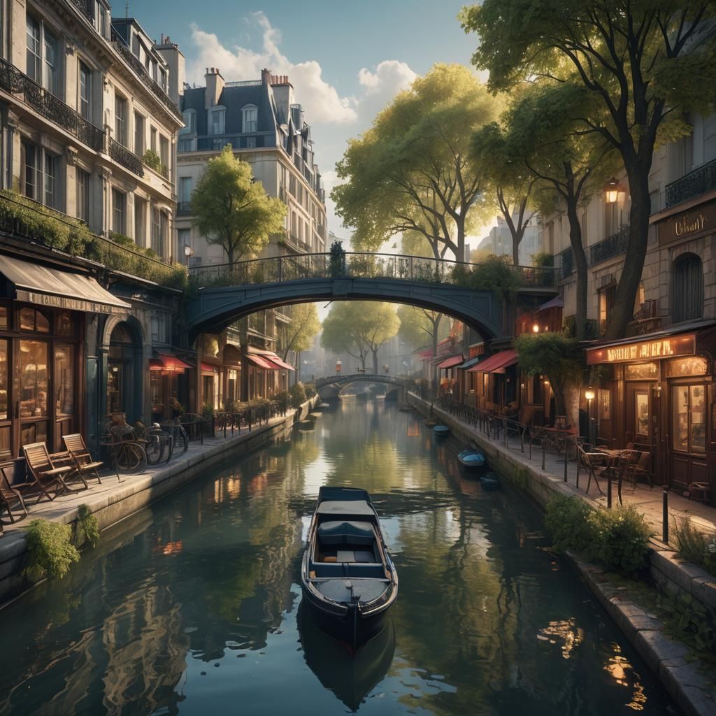 Paris Canal Walk, Detailed Matte Painting
