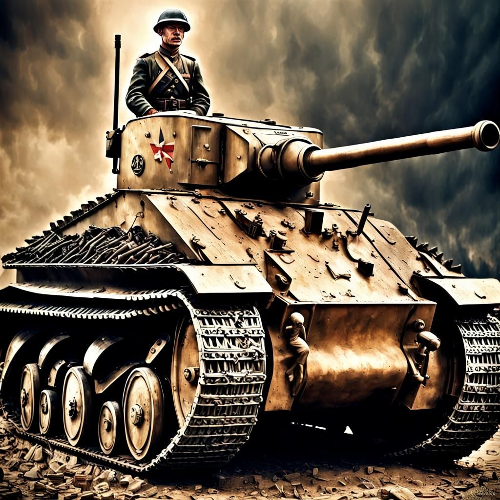 Saint Chamond Tank Crushing German Soldier in WW1