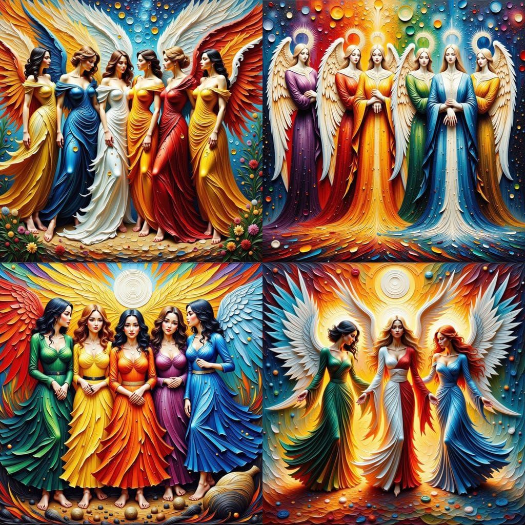 Textured Painting of Elementals in Impasto Style