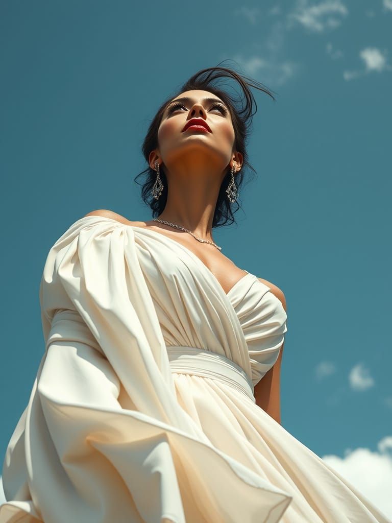 Ethereal Fashion Goddess Radiates Confidence and Grandeur