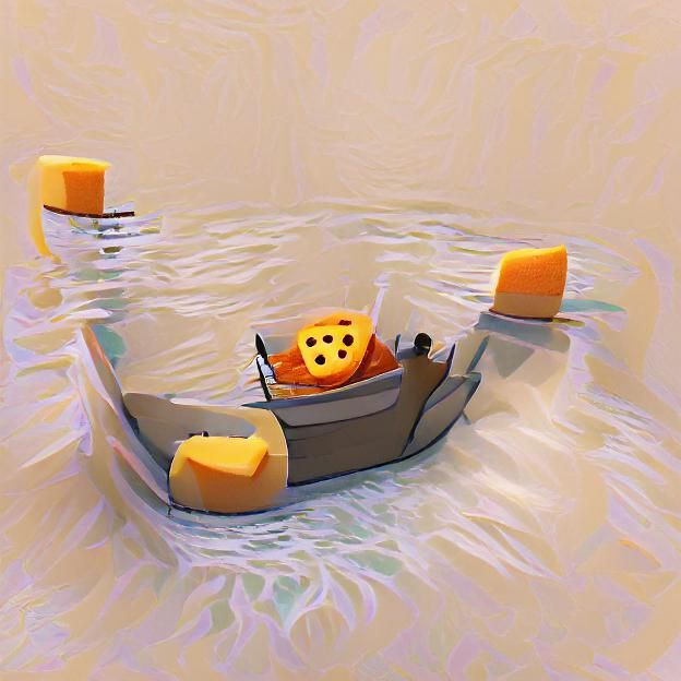 Cheese Boat Floating on Milk Sea