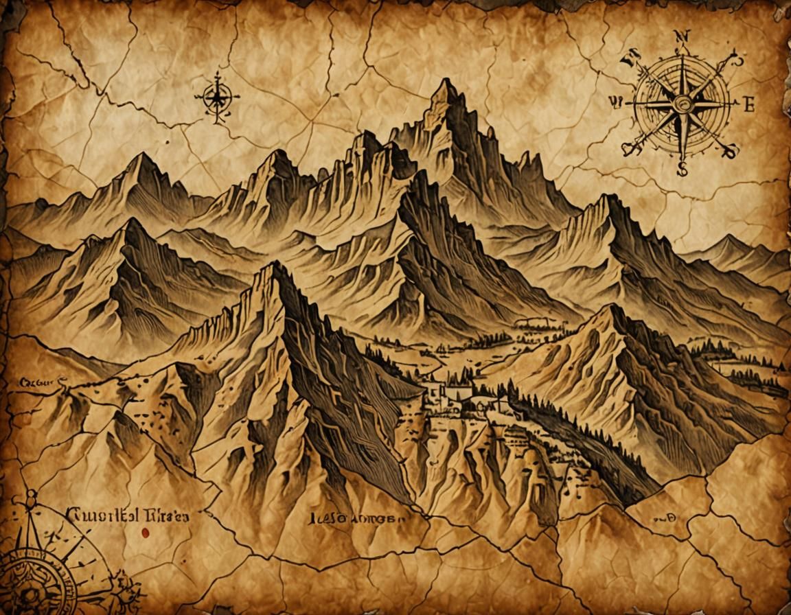 Medieval Parchment Map of a Fantastical World