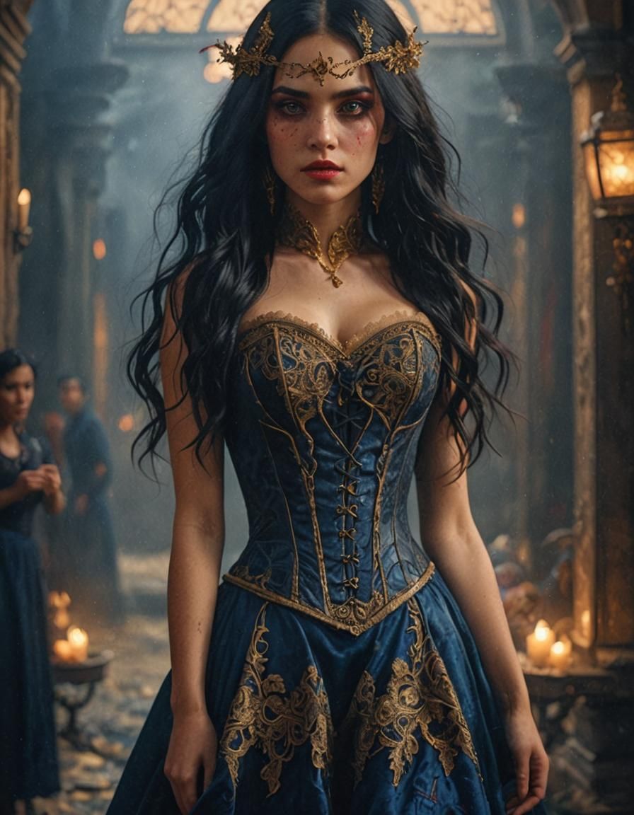 Woman with Red Eyes in Dark Fantasy Style