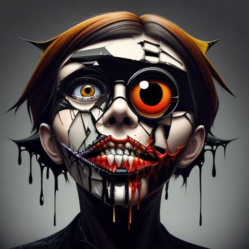 Distorted Fragmented Male Face in Surreal Digital Collage