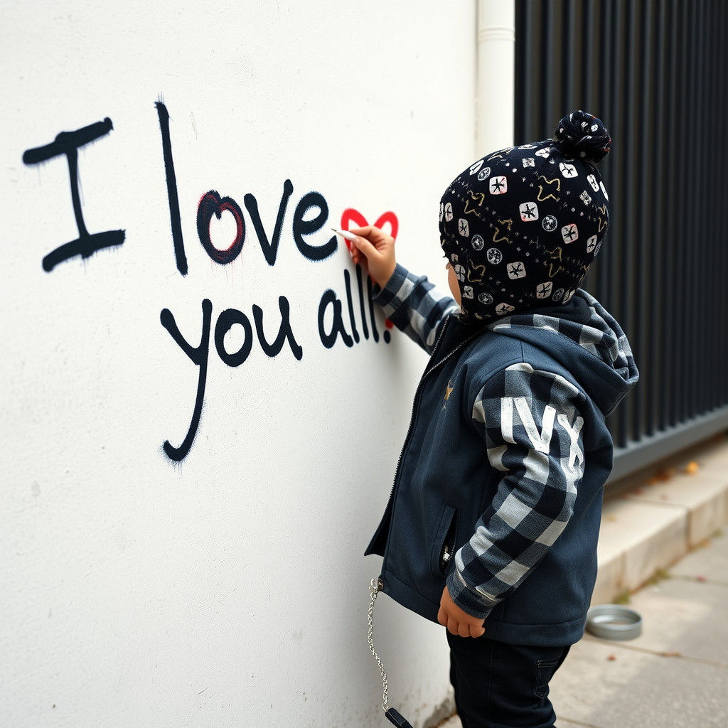 Gangster Toddler's Graffiti Art: A Colorful Message