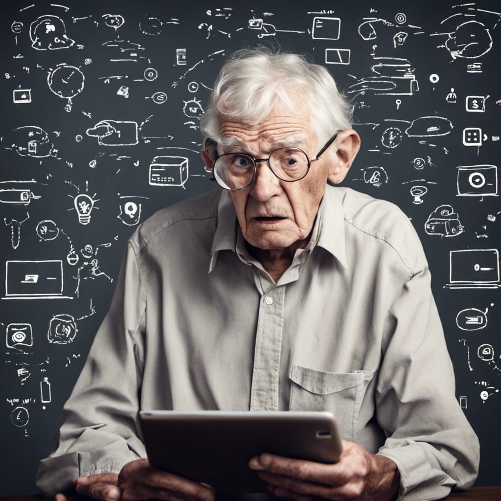 Confused Senior Citizen Confronts Modern Technology
