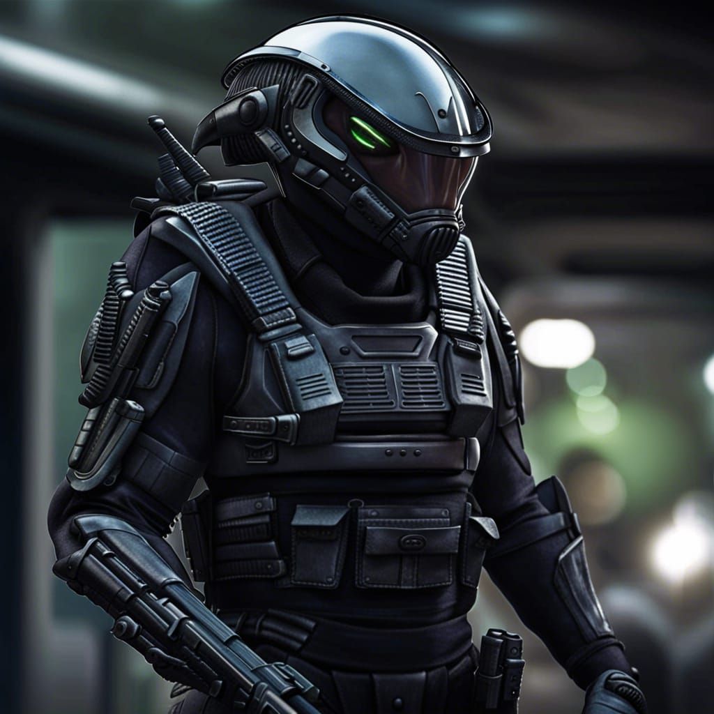 Alien SWAT Officer in Tactical Gear