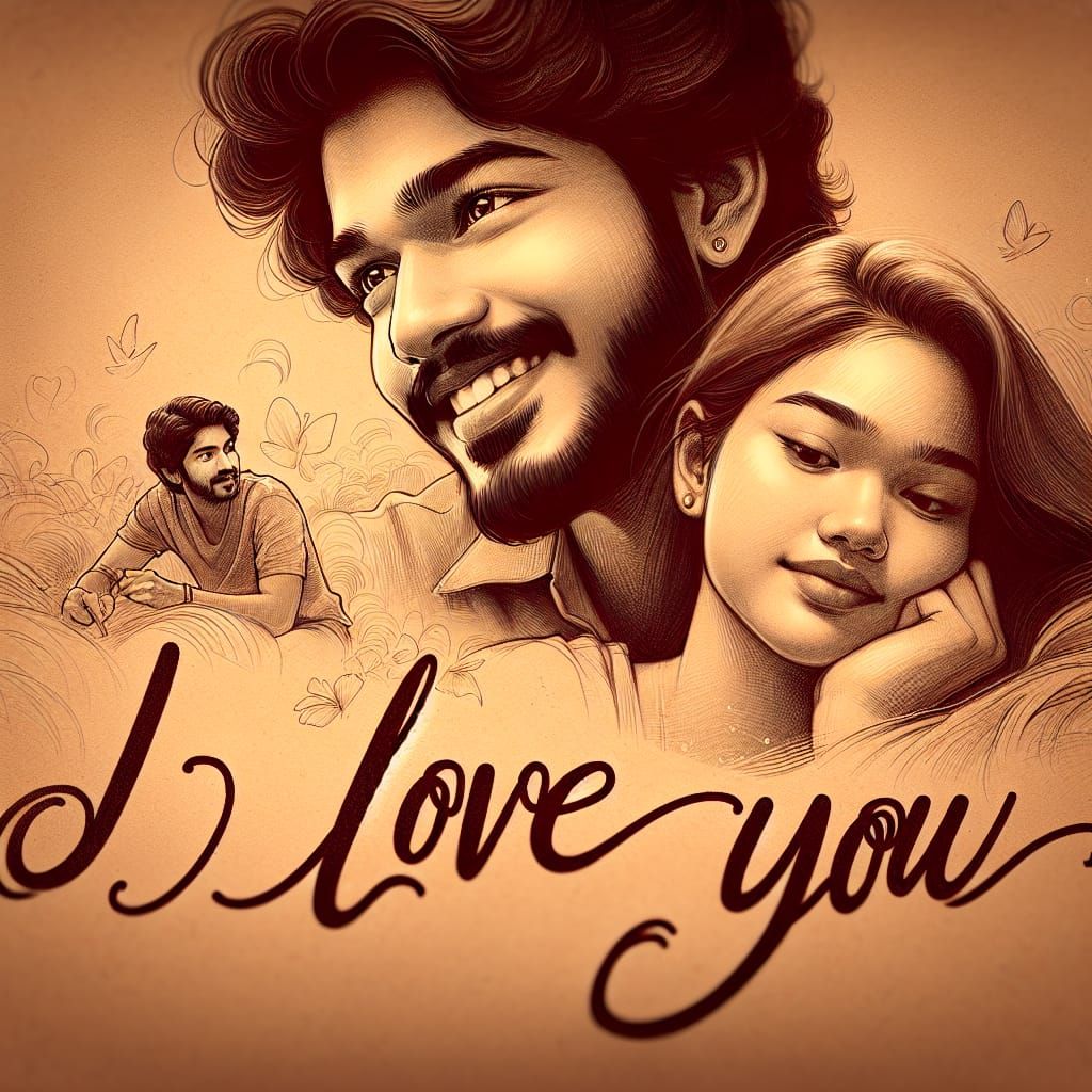 Romantic Movie Poster Featuring Diverse Couple