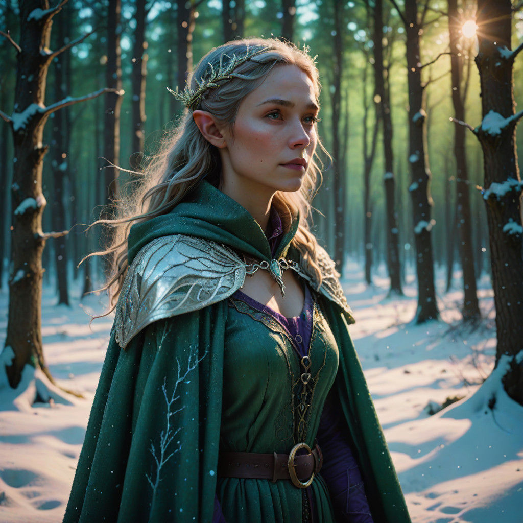 Ethereal Elf Enchantress in Winter Wonderland