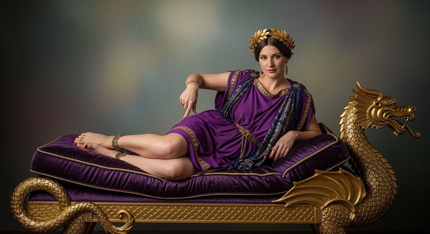 Roman Empress Lounging on Dragon Chaise Longue