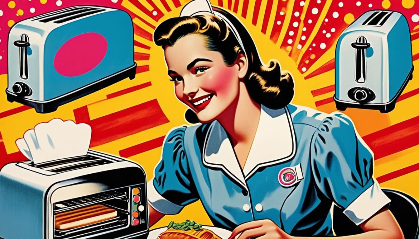 Vibrant 50's Pop Art Toaster with Maid