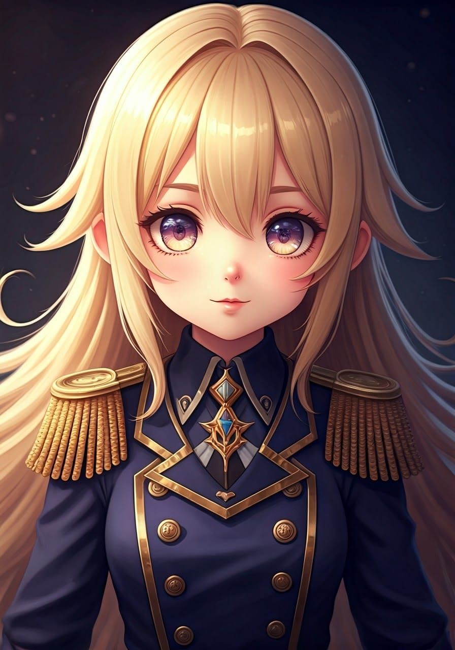 Vibrant Anime Waifu in Military Uniform, Inspired by Hyper-D...