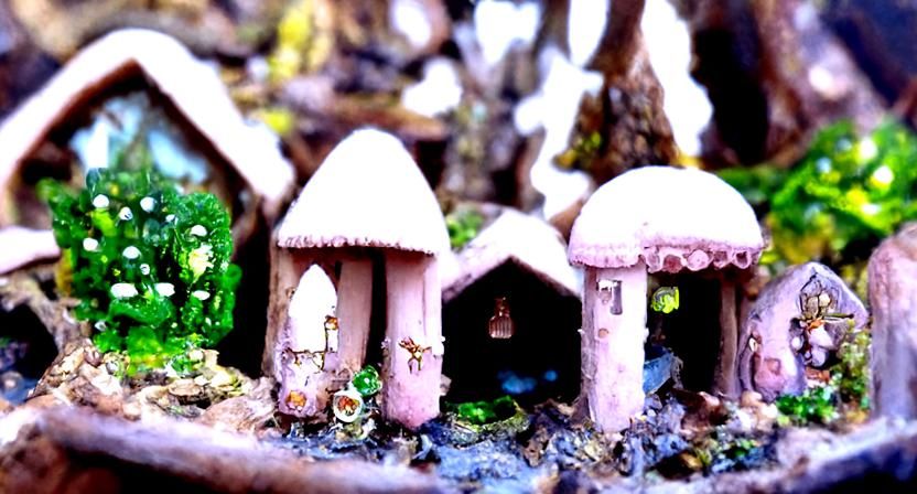 Detailed Fairy Village with Tiny Fairies