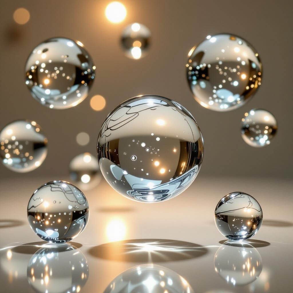 Reflective Glass Spheres with Warm Lighting