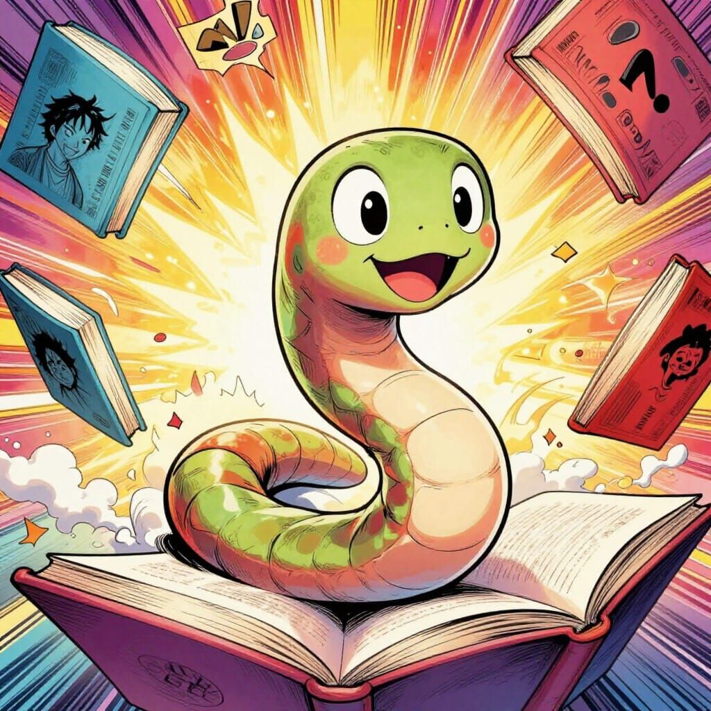 Worm Character Embarking on a Learning Adventure