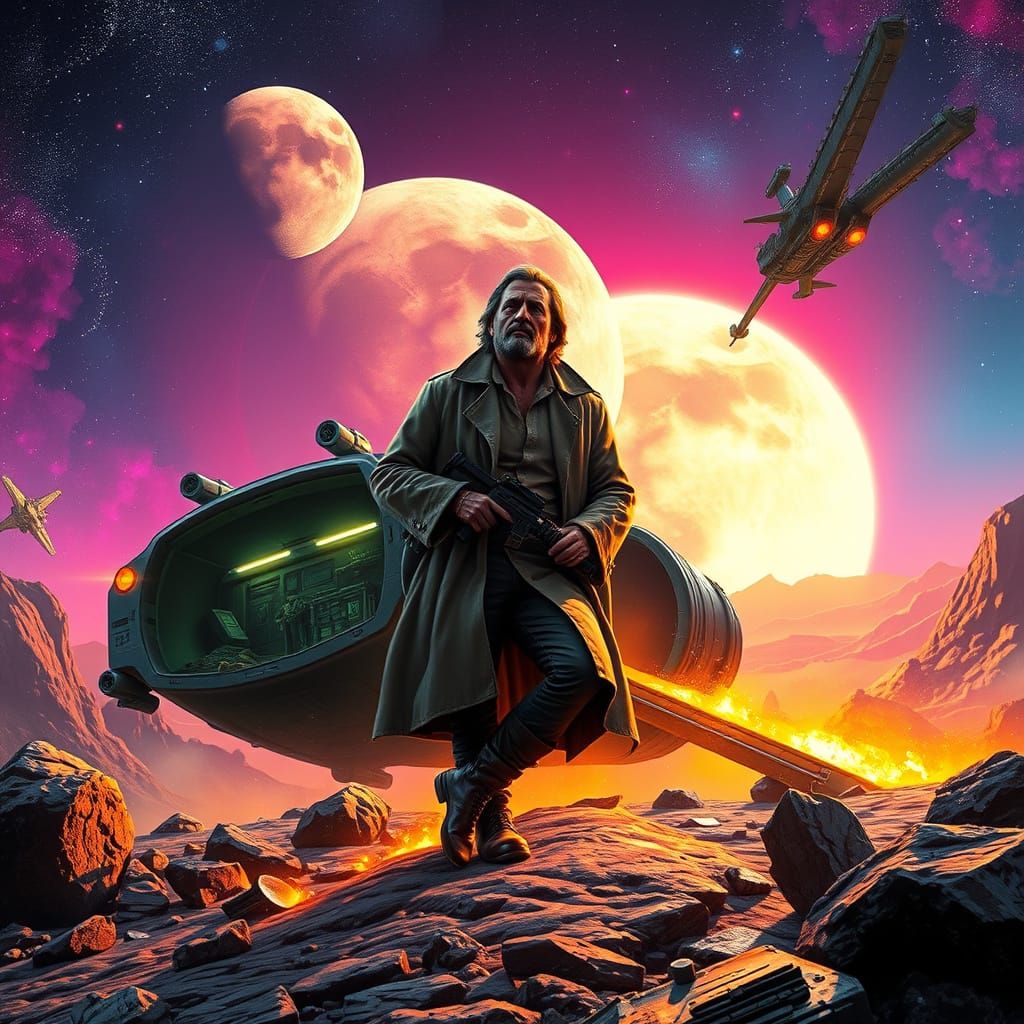 Corellian Smuggler in Spice Nebula, Vaporwave Sci-Fi