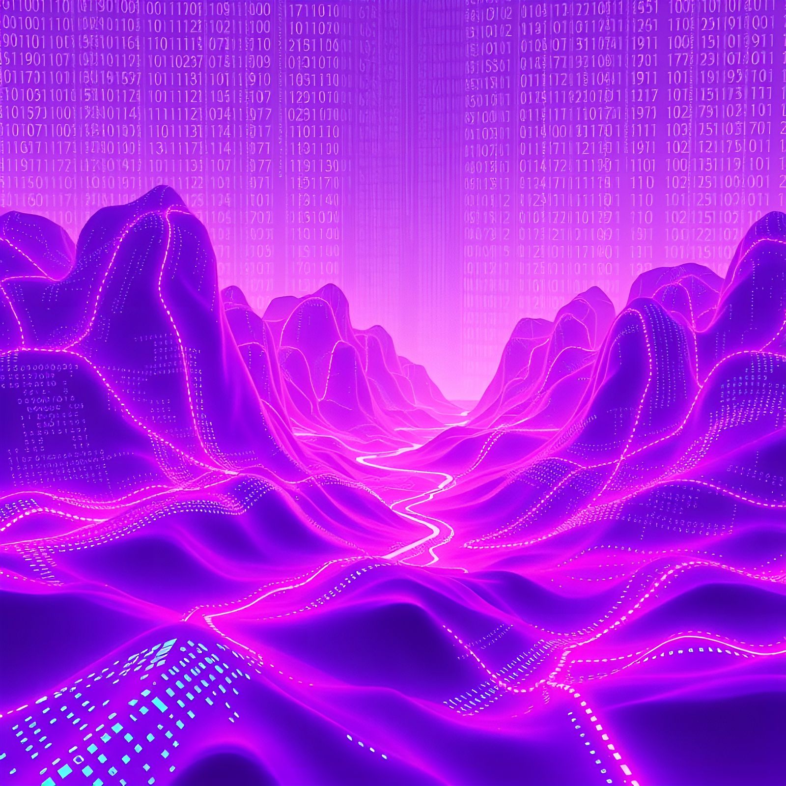 Cyberpunk Binary Code in Deep Purple Hues