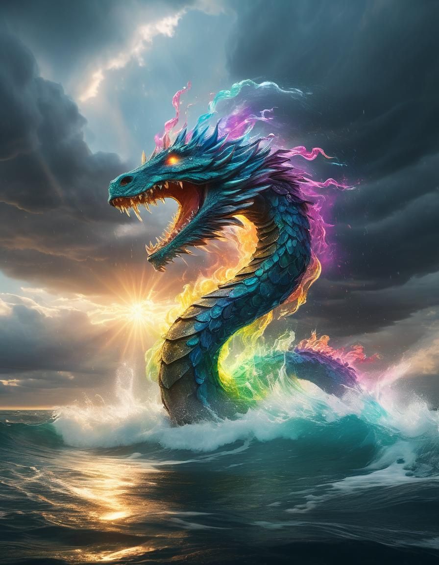 Rainbow Energy Sea Serpent Conceptual Art