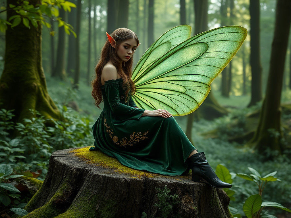 Mystical Woodland Elf in Emerald Forest