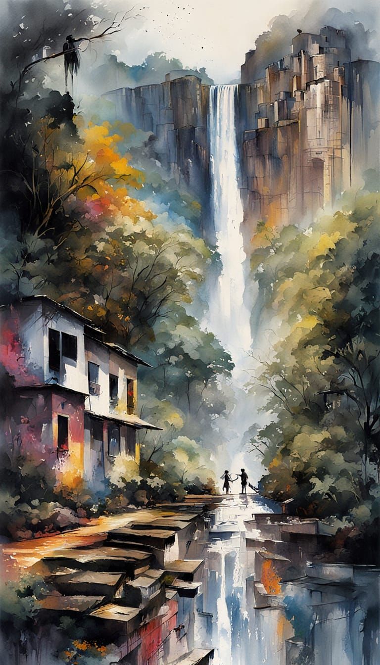 Angel Falls Graffiti Art in Vibrant Colors