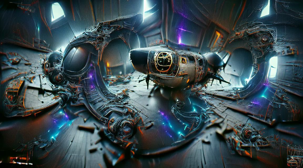 Cosmic Wormhole and Spaceship in Astral Illustration