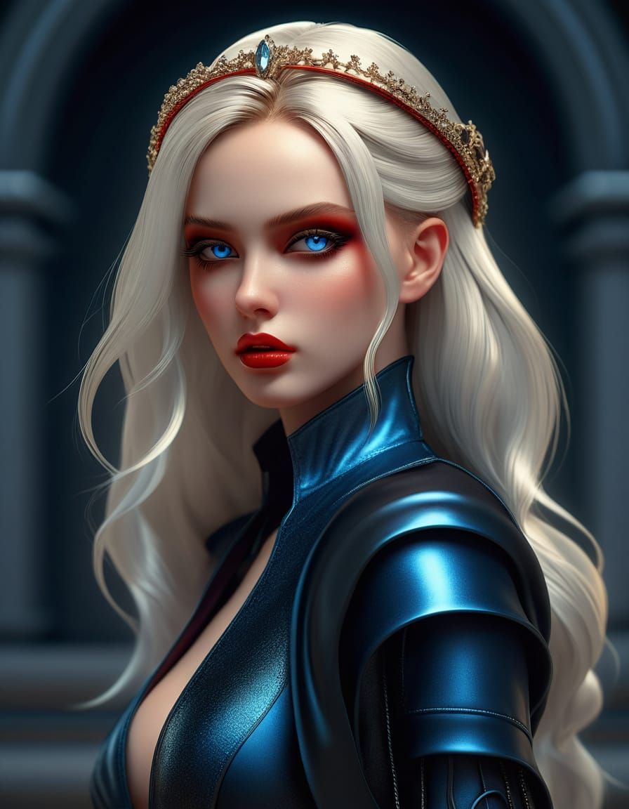 Hyperrealistic Woman with Metallic Skin in Digital Art