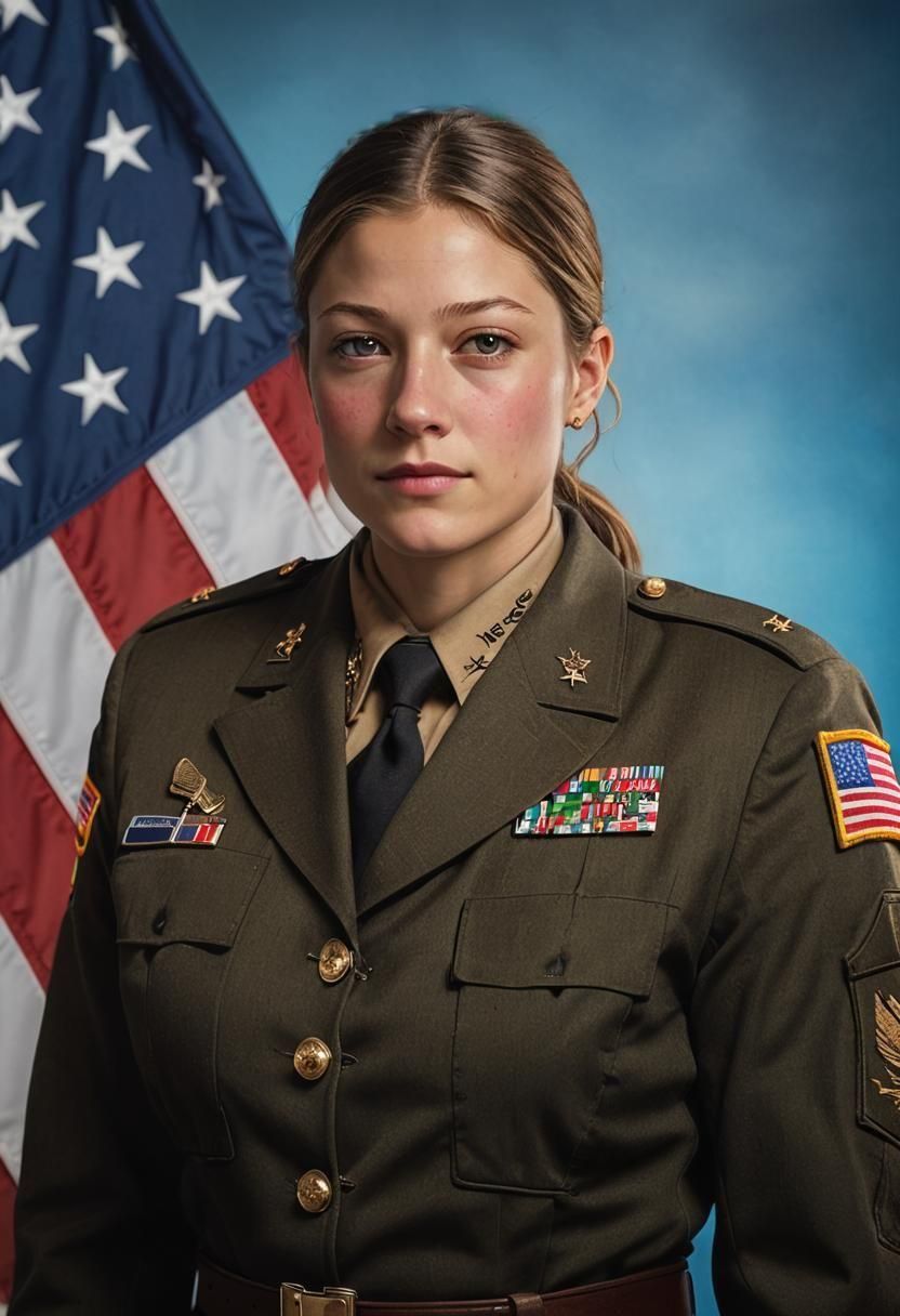 Female Soldier in Military Uniform