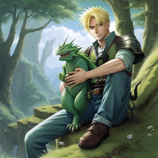 Boy with baby dragon