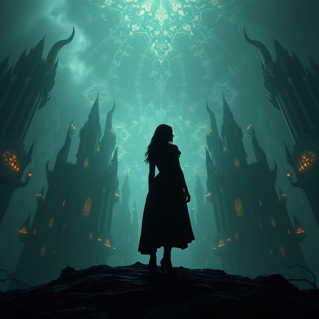 Heroic Figure in Dark Fantasy Mirror Verse