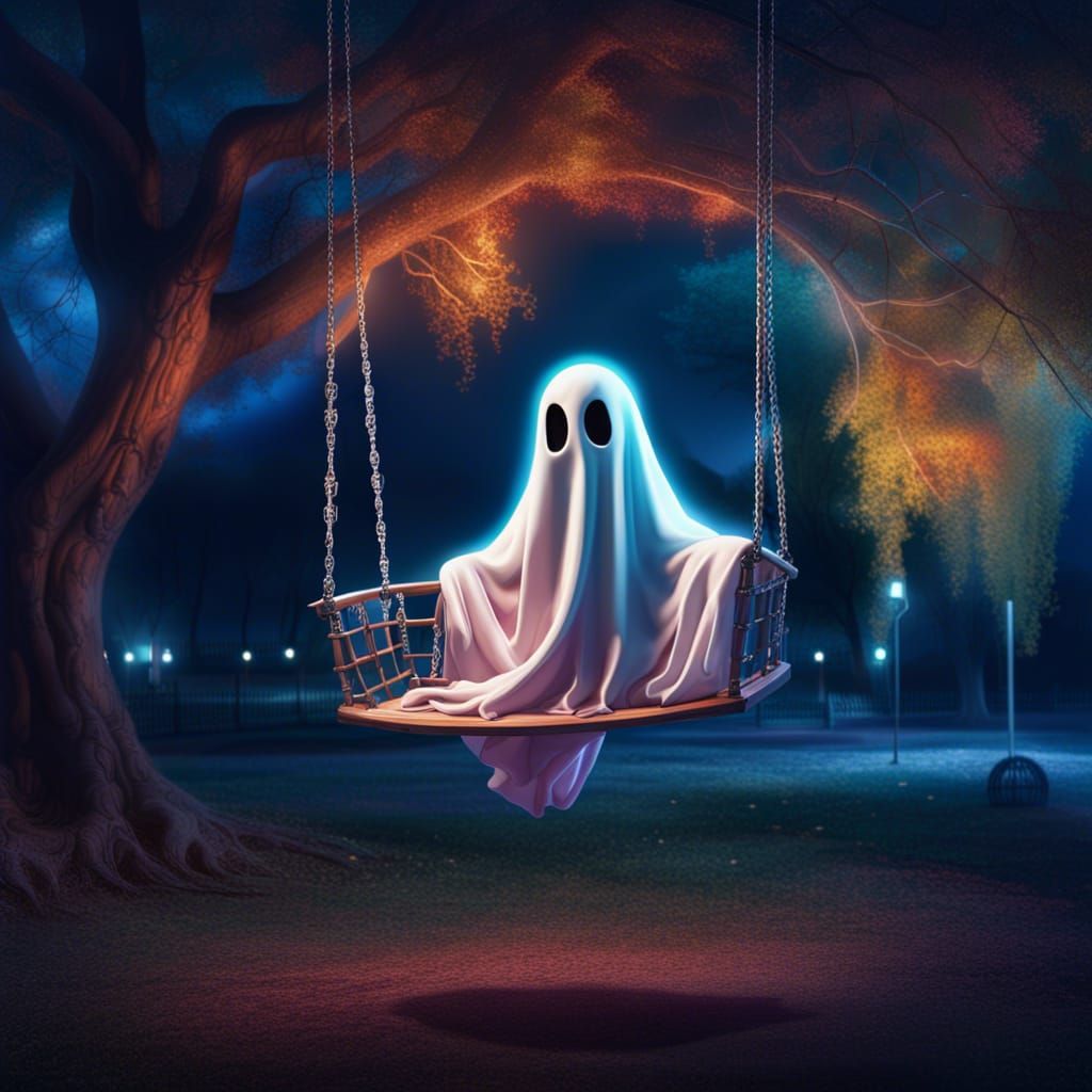 Cinematic Ghost Swings Under Full Moon
