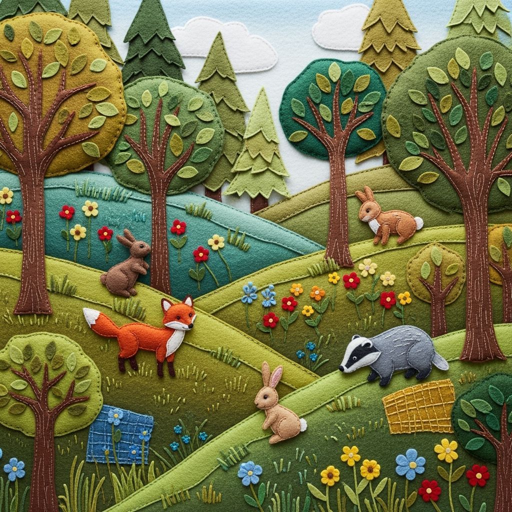 Whimsical Felt Forest Diorama Inspired by Beatrix Potter