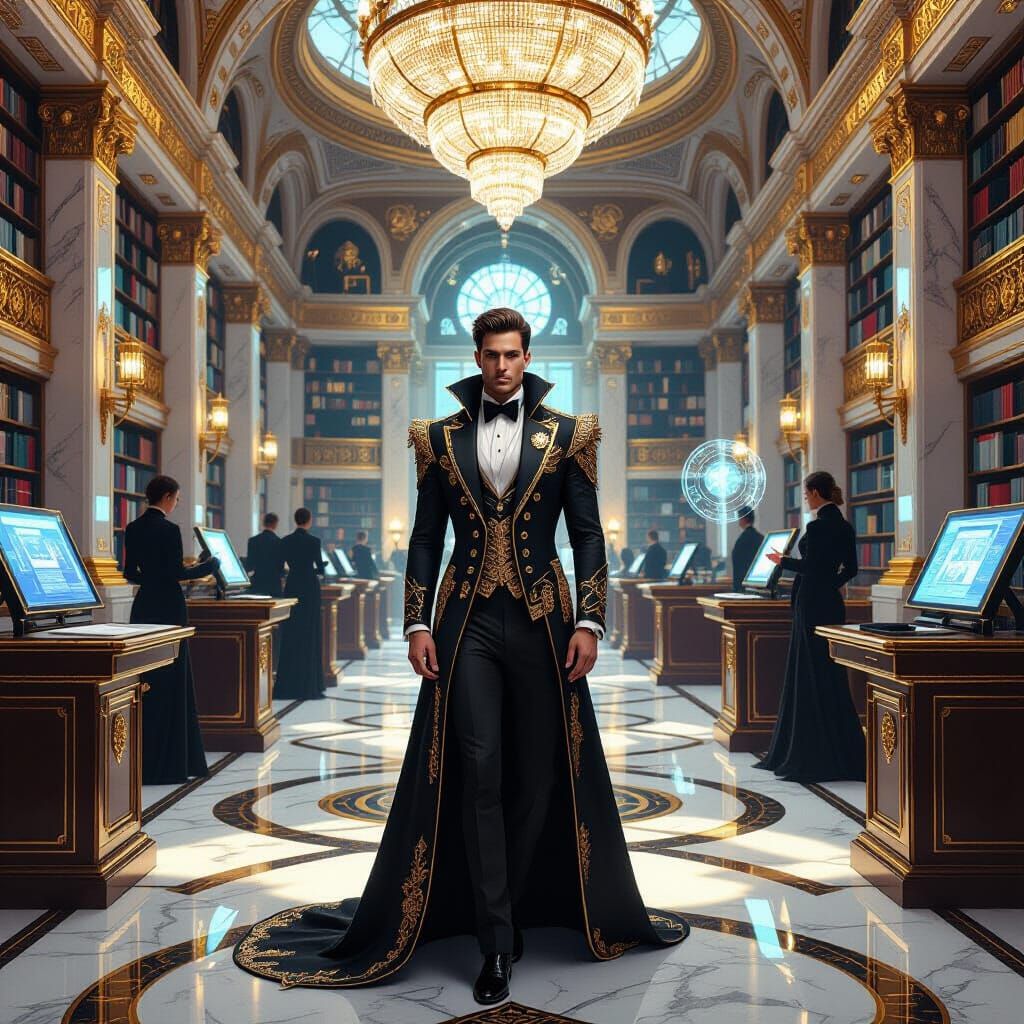 Versace Library in Space with AI Assistants