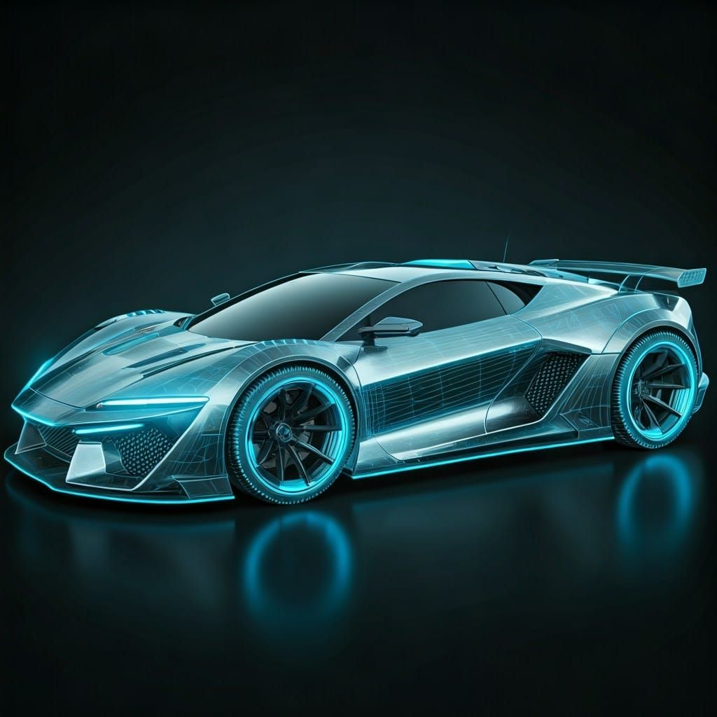 Futuristic Cyberpunk Sports Car with Neon Accents