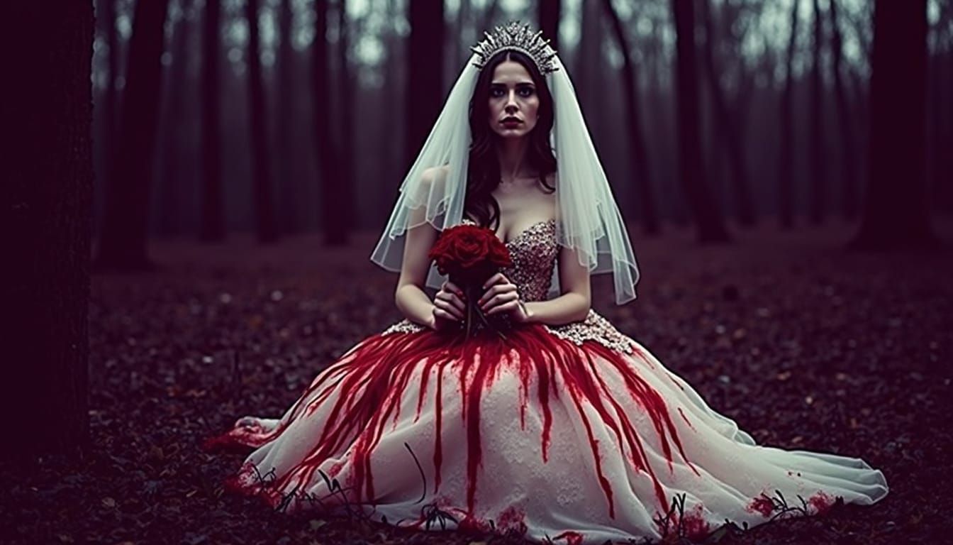 Macabre Gothic Bride in Dark Horror Style