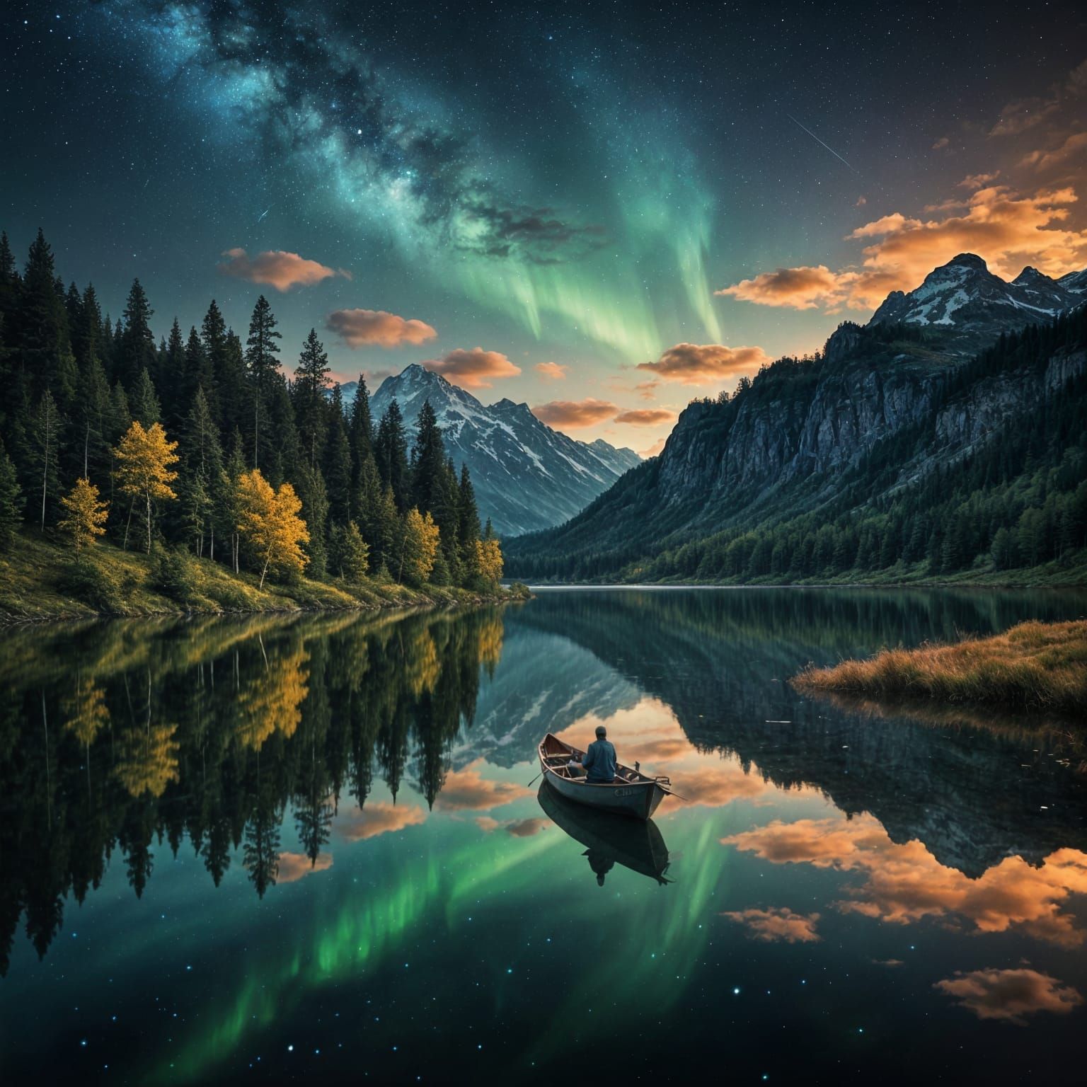 Aurora Lake Under Celestial Wonders