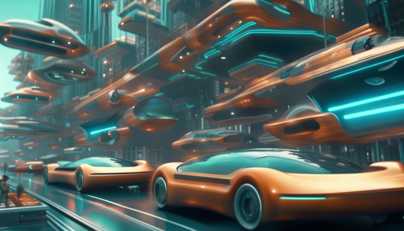 Futuristic City with Anti-Gravity Vehicles, Year 3000