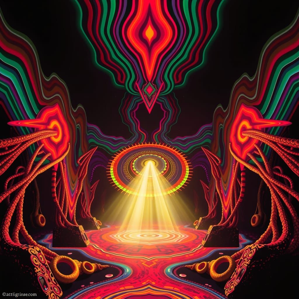 Psychedelic Baroque Art with Neon Glow