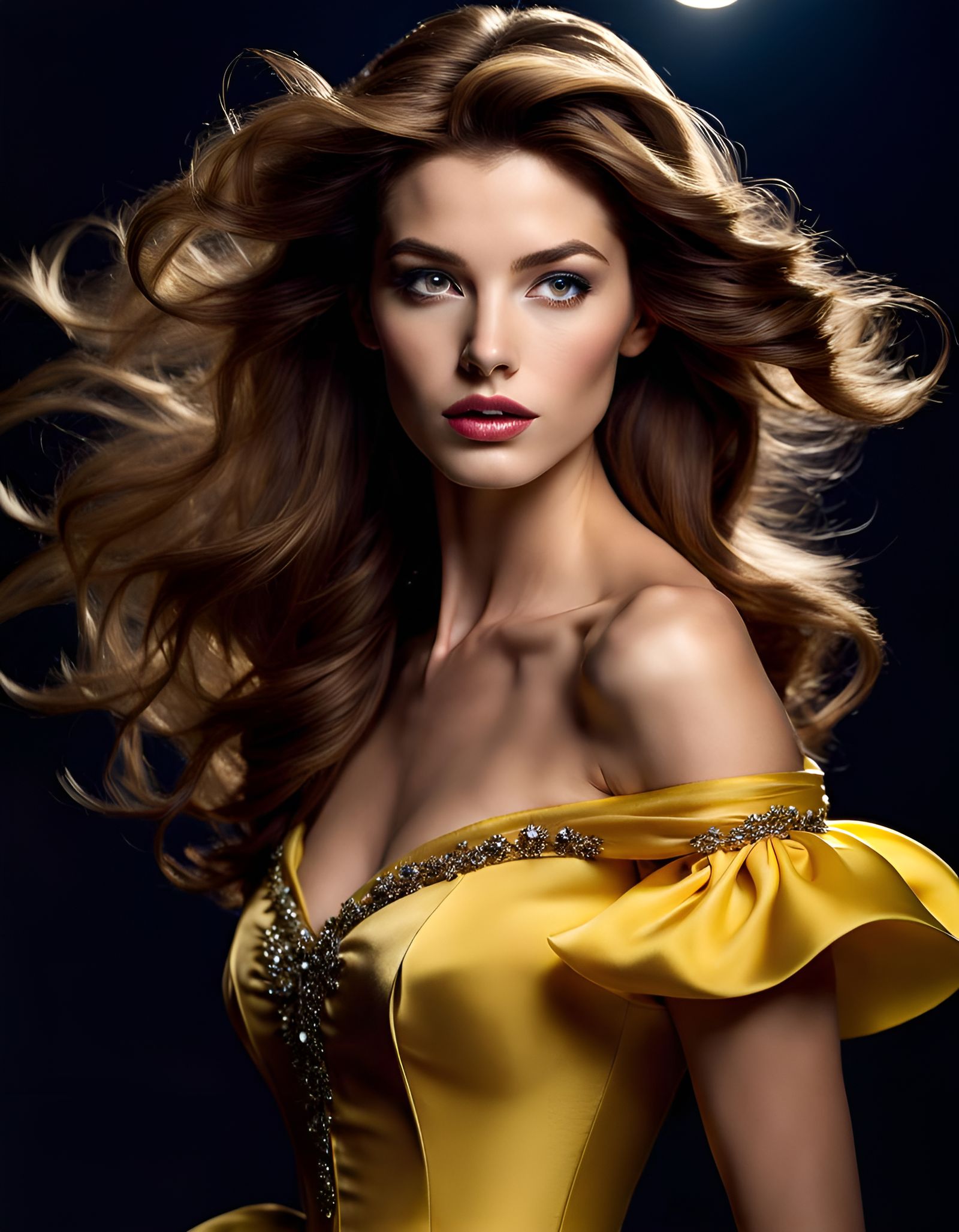 Princess Belle in Moonlit Night, Realistic Style