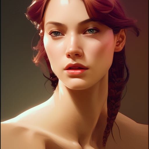 Glamorous Pinup Portrait in Art Nouveau Style