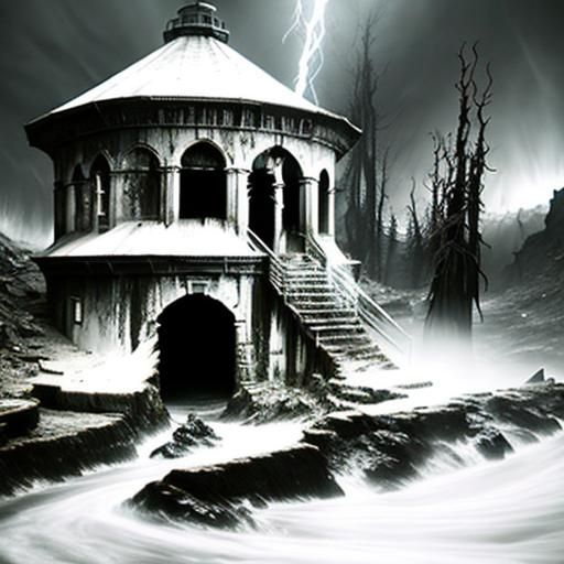 Abyss of Sadness: Ominous Dark Academia Landscape